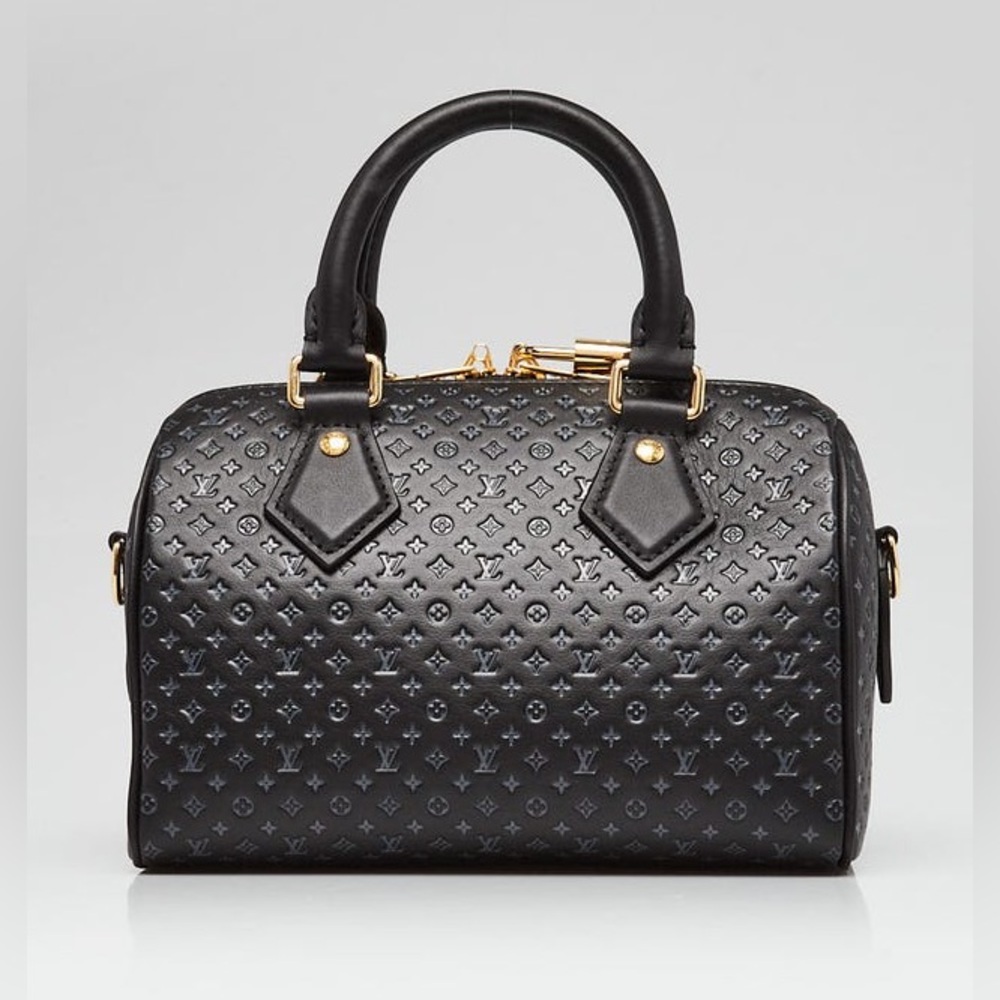 🆕Louis Vuitton Style NanoGram Monogram Embossed Leather Speedy Bandouliere 20🆕